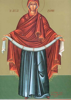 Jumalansynnyttäjän Neitseen Marian kunniallisen vyön asettaminen pyhäinjäännökseksi Halkoprataian kirkkoon Konstantinopolissa 
